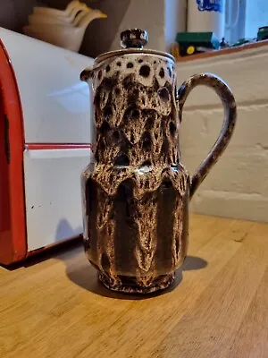 Vintage Retro Brown Honeycomb Drip-glaze Pottery Coffee Pot 60s 70s 80s • £9.50