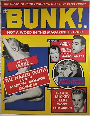 💥 BUNK MAGAZINE #1 VF ATLAS 1956 MARVEL COMICS MARILYN MONROE Marlon Brando MAD • $396