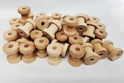 50 Pack Unfinished Vintage Retro Wooden Spools For Fly Tying Thread • $11.89