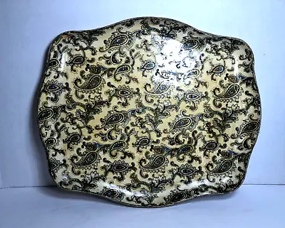 Vintage Paper Mache Tray Paisley Japan Laquered Alcohol Proof Large 12 By 14” • $21