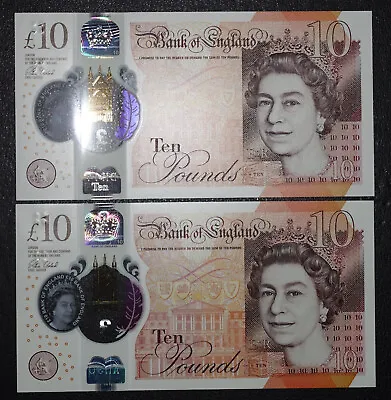 2x Bank Of England £10 UNC 2017 -{ AM36 BM44 908808 }- Cleland Polymer Plastic • £32.99