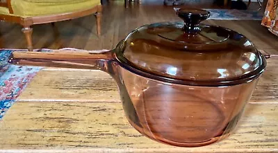 Corning Ware Visions Amber Glass Cookware 2.5L Pot Pan W/ Pyrex Lid V-2.5-C USA • $49.99