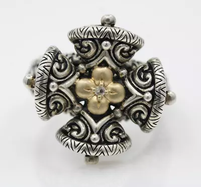 Barbara Bixby Sterling & 18K Yellow Gold Maltese Cross Ring Size 7 ~ 15.1 Grams • $224.99