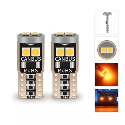 2X Amber T10 W5W 3030 LED W5W Canbus Indicator Repeater Light Bulb Error Free • $8.80