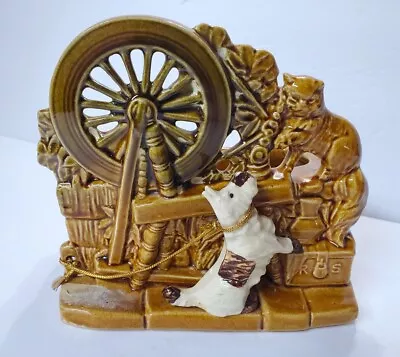 Vintage 1950’s MCCOY Pottery Spinning Wheel SCOTTIE DOG & Cat Planter Vase • $19.99