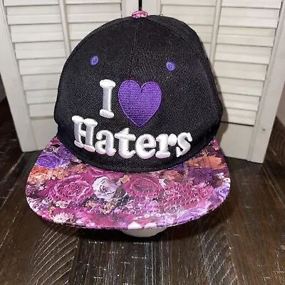 I Love Haters Black With Flower Bill  Snapback Cap • $17