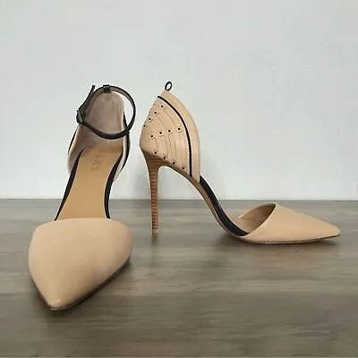 L.A.M.B. Leather Studded Stiletto Heels • $55