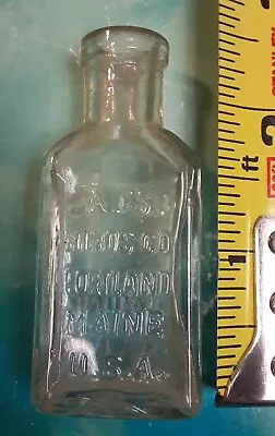 Antique Miniature Clear Glass Bottle  A S. Hines Co. Honey & Almond Cream. Maine • $16.95