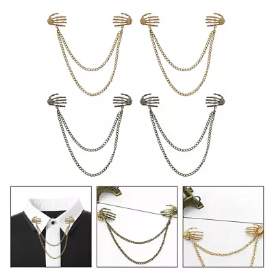 4pcs Hand Chain Collar Pin Suit Bar Brooch Gift For Men - Golden & Copper • £8.78