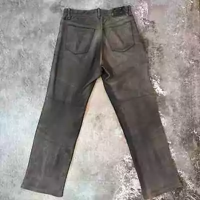 Vintage Faded Japanese Leather Pants. Black Leather Pants Made In Japan 34 X 30 • $75