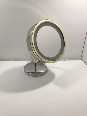 Vintage Magnified Makeup Vanity Round Lighted Mirror Gold Siver 80s Porthole 70s • $39.99