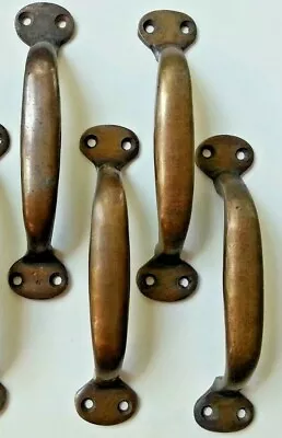 $29.50 • Buy 4 Solid Brass Ant. Style File Cabinet Trunk Chest Handles Pulls 5-1/2  Wide #P1