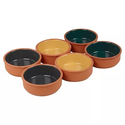 6 Pc Colour Terracotta Ramekin Set 12cm Oven Cooking Dish Serving Tapas Dip Bowl • £9.99