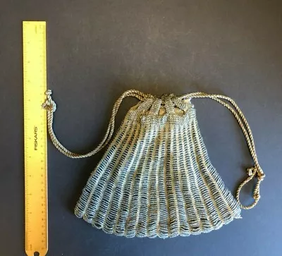 Vintage Ivory And Gray Beaded Drawstring Flapper Purse • $17.50