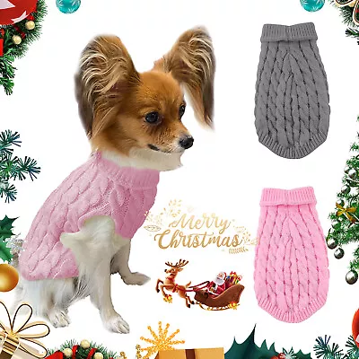$8.95 • Buy Pet Dog Knitted Turtleneck Sweaters Warm Cat Puppy Clothes For Autumn & Winter