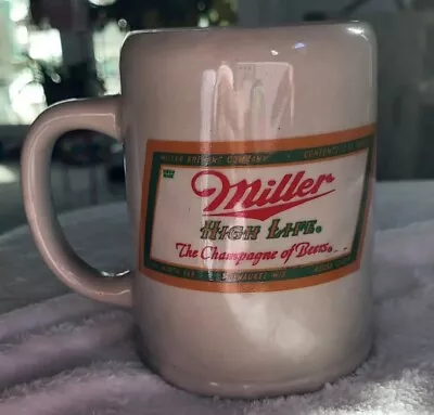 Vintage Stoneware Miller High Life Champagne Of Beers Stein Mug Cup Japan • $8