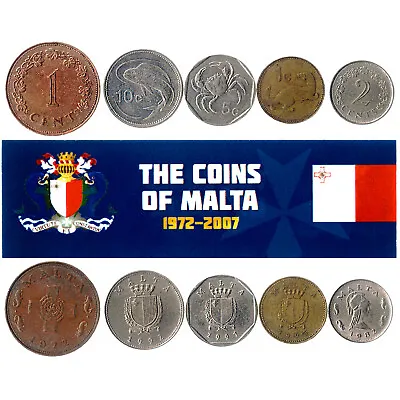 5 Maltese Coins. Different Coins Mediterranean. Foreign Currency Valuable Money • $8.76