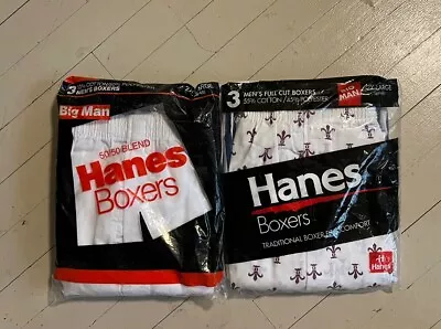 Vintage NOS Hanes Big Man 2XL Boxers 2 Packs Colored Striped White 80s 90s • $58