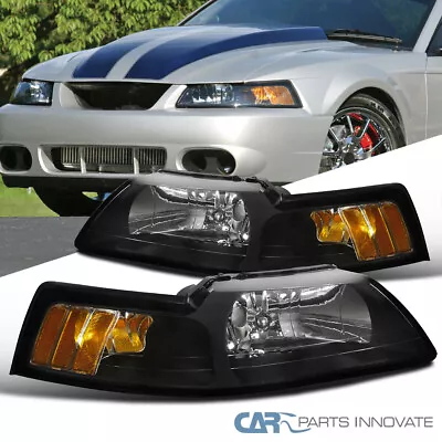 Fit 99-04 Ford Mustang GT Replacement Black Headlights Corner Turn Signal Lamps • $65.95