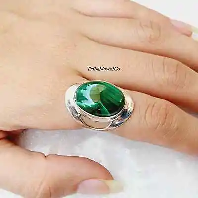 Natural Malachite Gemstone Solid 925 Sterling Silver Ring For Women Handmade • $10.40