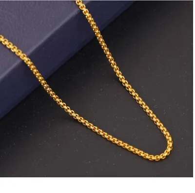 18K Yellow Gold Filled Tarnish-Resist 2 Mm 20 Inch Round Box Chain Necklace R5KY • $19.99