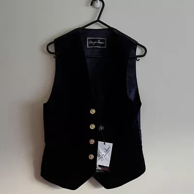 Giorgio Vasari Navy Velvet Vest Size 36 Brand New • £17