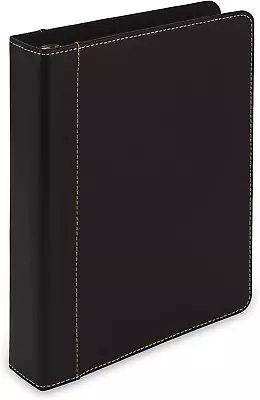 1  Junior Size Contrast Stitch Leather 3 Ring Binder Holds 8.5 X 5.5  Paper Siz • $24.83