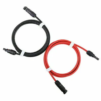 1 Pair Solar Panel Extension Cable Wire Black & Red 14/12/10 AWG Connector MC-4 • £10.44