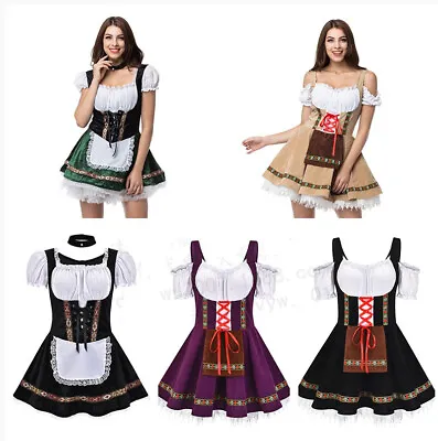 Women Oktoberfest Costume German Bavarian Dirndl Beer Maid Fancy Dress S-3XL • £18.99