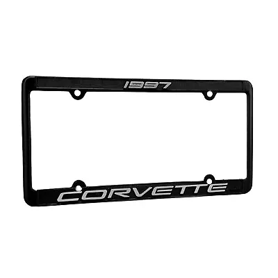 OEM GM Corvette 1997 C5 Black Metal License Plate Frame With Silver Letters Logo • $32.95