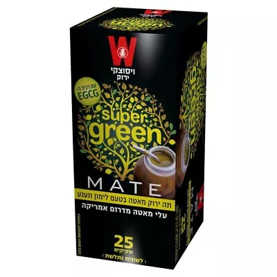 Wissotzky Super Green Tea Mate Lemon & Mint Infusion Kosher 25 Bags • £21.04