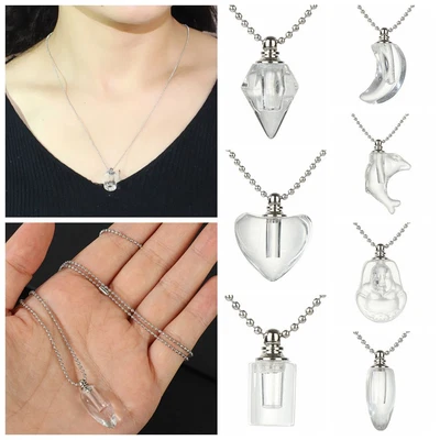 $7.72 • Buy Lucky Charm Crystal Vial Necklace Wishing Bottle Pendant Perfume Jar Pendant