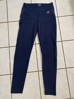 Abercrombie & Fitch A&F ACTIVE 1892 NEW! Navy Blue Fitness Mesh Panel Leggings S • £20.24