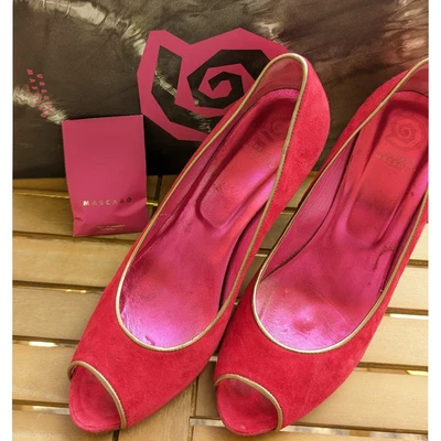 £10 • Buy Mascaro Ladies Rich Pink Suede High Heels Peep-toe Shoes Size EU 37 UK 4