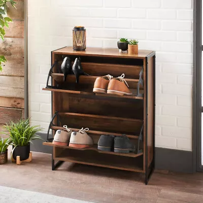 £69 • Buy 2 Drawer Shoe Storage Cabinet Cupboard Wooden Shoes Stand Rack With Tabletop