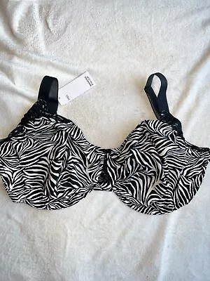 M&S Zebra Wild Blooms Full Cup Minimiser Bra Black White Wired Various • £11.99