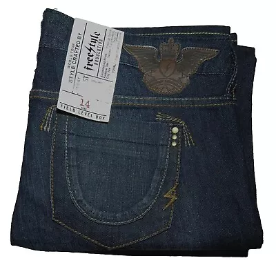 Freestyle Revolution Women's Jeans Size 14 Jefferson Wash Distressed Bootcut • $21.99