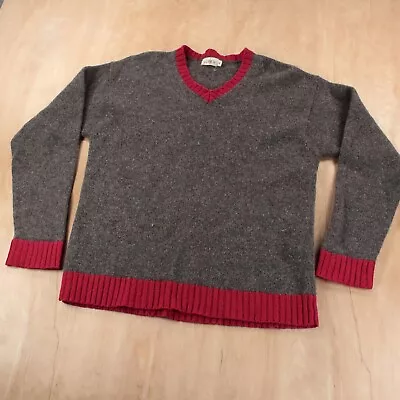 J CREW Contrast Trim V Neck Wool Varsity Sweater MEDIUM Vtg 90s Y2k Oarsman Prep • $38