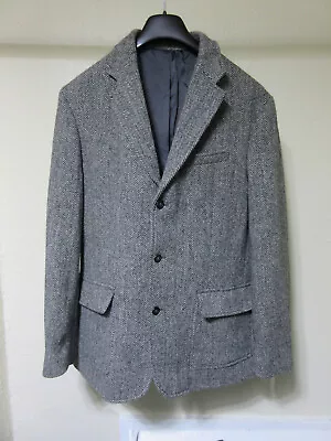 J Crew Gray Harris Tweed Herringbone Wool 2 Button Blazer Sport Jacket - Large • $50