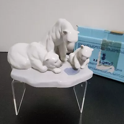 LLadro Figure 1443  Bearly Love Polar Bears Family Figurine Porcelain Bear Cubs • $84.99