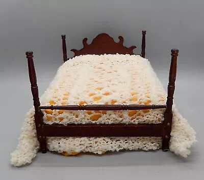 Vintage Antique Early American Mahogany Poster Bed Dollhouse Miniature 1:12 • $14.99