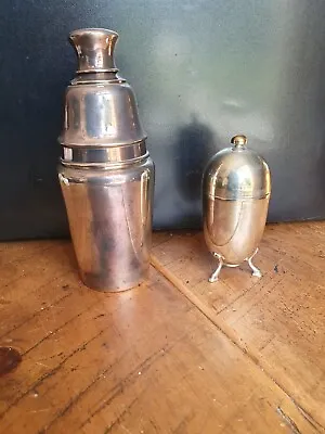 £32 • Buy VINTAGE ANTIQUE 1920s ART DECO SILVER PLATE COCKTAIL SHAKER AND STRAINER