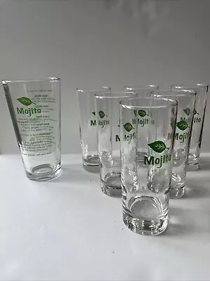 6” Mojito Glasses By Libbey Clear With Green  Mojito  & Mint Leaf Set/6 Bar Ware • $26.99