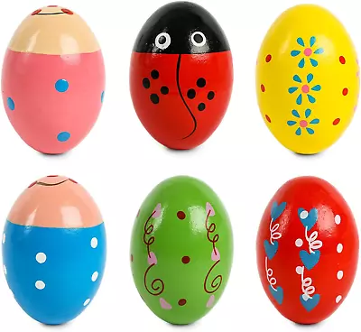 SallyFashion 6 PCS Wooden Percussion Musical Egg Maracas Egg Shakers For Party • $17.11