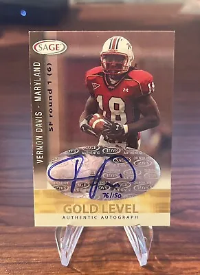 Vernon Davis Rookie Auto Gold /150 2006 Sage #A15 San Francisco 49ers RC • $15.99