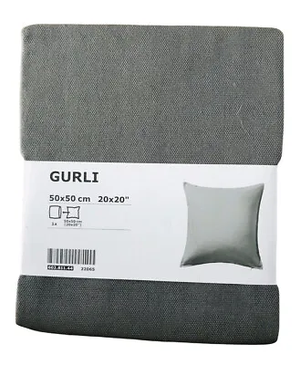 IKEA Gurli Plain Cushion Cover 100% Cotton Square Grey 50x50cm Standard Size • £5.98