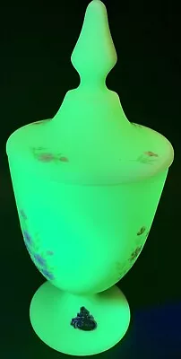 Fenton Hand Painted Satin Custard Uranium Glass Pitcher - Signed By Artist • $150