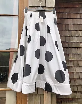 New Pernille Rosenkilde Anthropologie Polka Dot Taffeta Midi Skirt UK 12 • £35