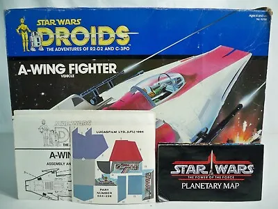 K23i98335 A-WING FIGHTER BOX ONLY W/ DECALS STAR WARS DROIDS 1985 VINTAGE KENNER • $899.99