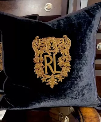 $495 Ralph Lauren Glenshire Velvet Silk Black Throw Pillow New W/ Tags • $399.99